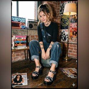 Classified Zebra Print Faux Fur Platform Block Heels Vintsge 90s Y2K